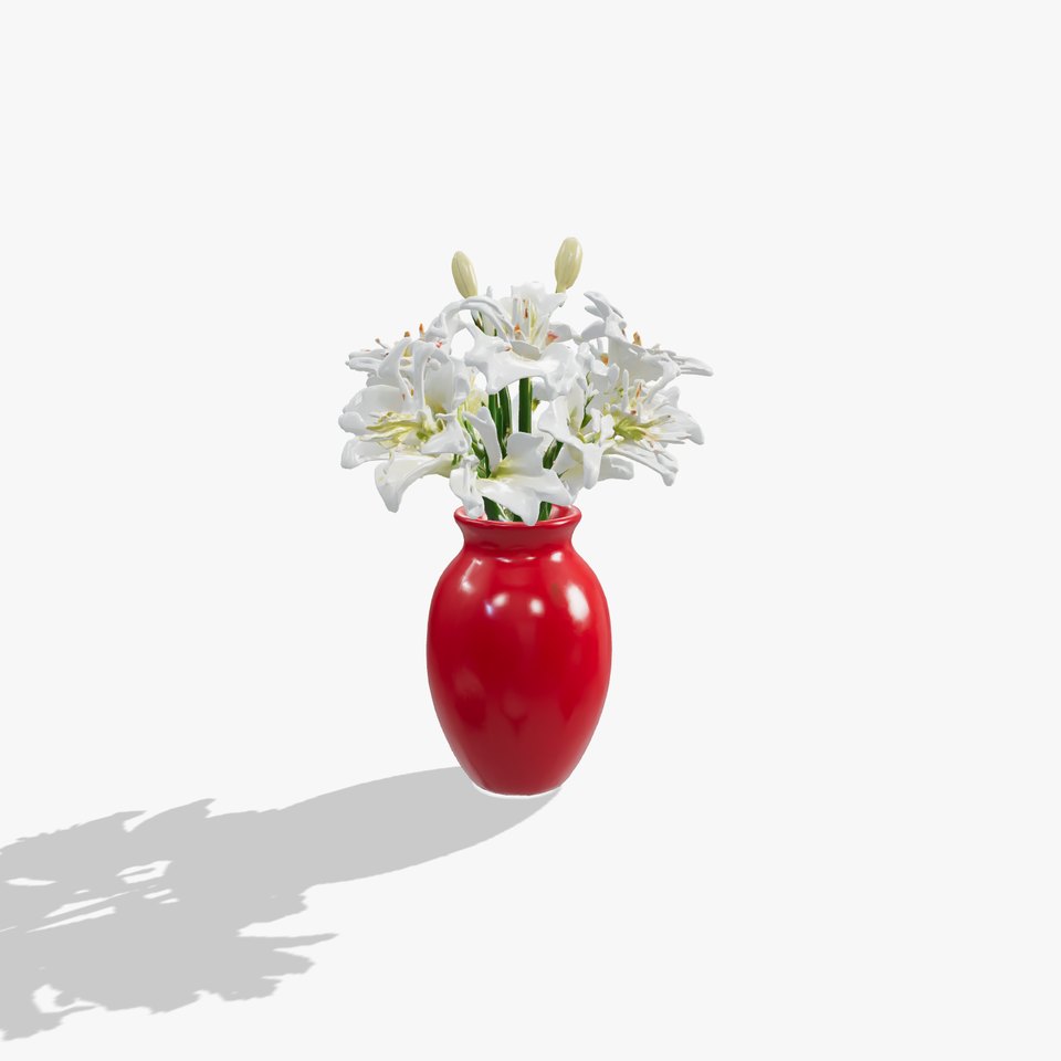 Luminous Red Vase with White Lilies model pack
